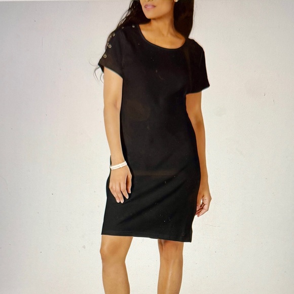 Karen Scott Dresses & Skirts - Karen Scott Women’s Sport Black Short Sleeve Dress Size L NWOT